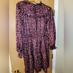 Silky floral short dress with cinched waist